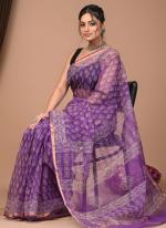 Cotton Purple  Digital Printed Saree